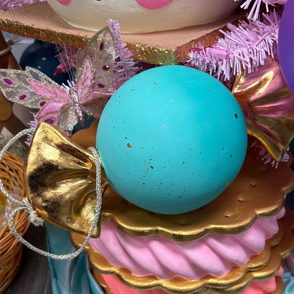 Teal candy display by Glitterville